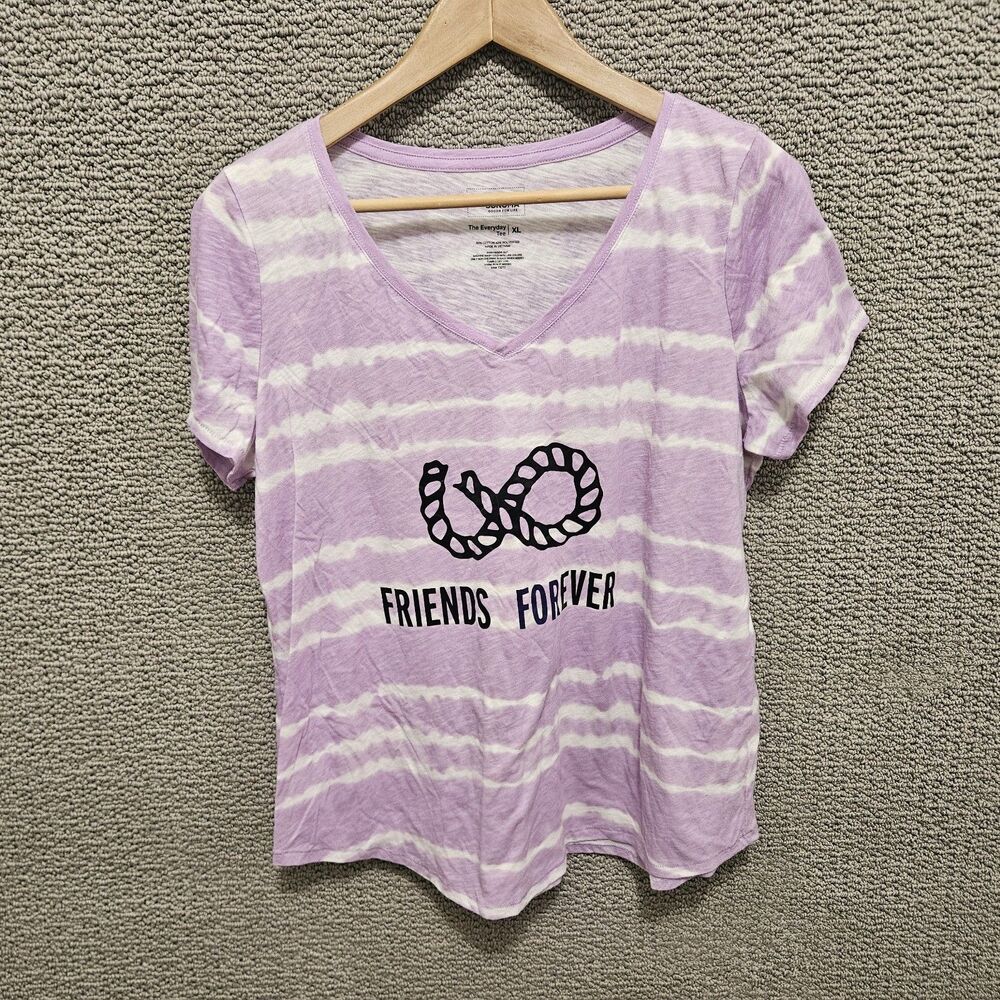 SONOMA Women's Purple Tie-dye 'Friends Forever' Graphic T Shirt Size XL